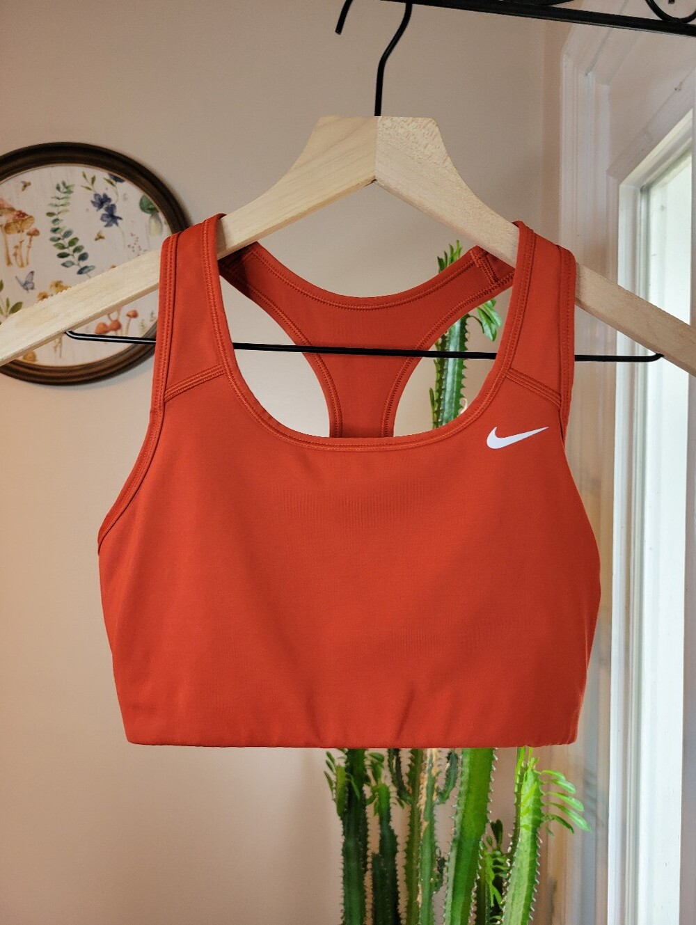 Nike Rust Orange Women's Dri-Fit Sports Bra Swoosh Sports Bra, Size Medium